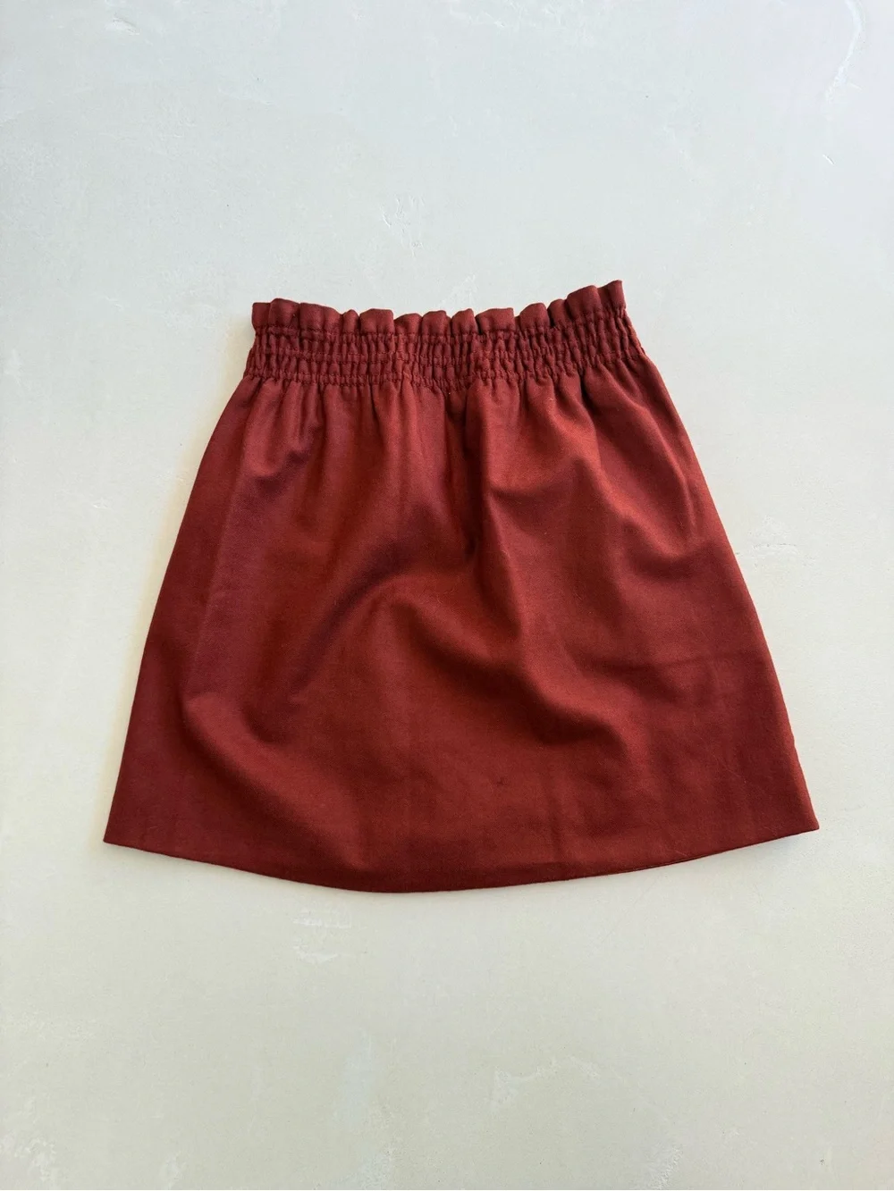 J. Crew Rustic Red Wool Blend Paper Bag Mini Skirt 0